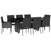 Image de vidaXL Ensemble à Manger de Jardin avec Coussins 9 pcs, Table et Chaise de Terrasse, Meubles de Patio, Mobilier d'Extérieur, Noir Résine Tressée