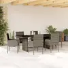 Image de vidaXL Ensemble à manger de jardin et coussins 7 pcs gris rotin