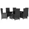 Image de vidaXL Ensemble à Manger de Jardin avec Coussins 7pcs, Table et Chaise de Terrasse, Meubles de Patio, Mobilier d'Extérieur, Noir Résine Tressée