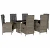 Image de vidaXL Ensemble à Manger de Jardin avec Coussins 7 pcs, Table et Chaise de Terrasse, Meubles de Patio, Mobilier d'Extérieur, Gris Résine Tressée