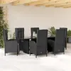 Image de vidaXL Ensemble à manger de jardin coussins 7pcs Noir Résine tressée