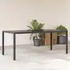 Image de vidaXL Table de jardin dessus en verre Noir 190x90x75cm Résine tressée
