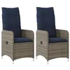 Image de vidaXL Lot de 2 chaises de Jardin inclinables avec Coussins en résine tressée Grise