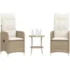 Image de vidaXL Chaises inclinables de jardin lot de 2 avec table beige rotin