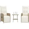 Image de vidaXL Chaises inclinables de jardin lot de 2 avec table beige rotin