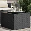 Image de vidaXL Table de jardin avec plateau en verre noir 55 x 55 x 37 cm en résine tressée