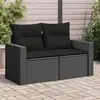 Image de vidaXL Canapé de jardin avec coussins 2 places en polyrotin noir