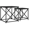 Image de vidaXL Tables Basses Gigognes 3 pcs, Tables d'Appoint, Tables de Chevet, Meubles de Salon Chambre, Industriel, Noir Bois d'Ingénierie