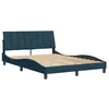 Image de vidaXL Cadre de Lit sans Matelas Hanko, Lit Rembourré, Sommier à Lattes, Lit Double, Lit Adulte de Chambre à Coucher Intérieur, Moderne, Bleu 140x190 cm Velours