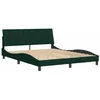 Image de vidaXL Cadre de Lit sans Matelas Hanko, Lit Rembourré, Sommier à Lattes, Lit Double, Lit Adulte de Chambre à Coucher Intérieur, Moderne, Vert Foncé 160x200 cm Velours
