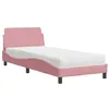 Image de vidaXL Lit avec Matelas Dover Rose 80x200 cm Velours, Meuble de Chambre, lit Simple, Cadre de lit incurvé, sommier, lit en Velours