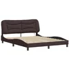 Image de vidaXL Cadre de Lit avec LED sans Matelas Hvar, Lit Double avec Coussin de Tête de Lit, Lit Adulte, Meuble de Chambre, Moderne, Marron Foncé 160x200 cm Tissu