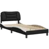 Image de vidaXL Cadre de Lit avec LED sans Matelas Hvar, Lit Rembourré, Lit Simple, Lit Adulte de Chambre à Coucher Intérieur, Moderne, Noir Blanc 90x190 cm