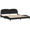 Image de vidaXL Cadre de lit Viana avec LED sans Matelas, Lit Rembourré avec Coussin, Lit Double, Lit Adulte Chambre, Moderne, Noir 200x200 cm