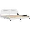 Image de vidaXL Cadre de lit Viana avec LED sans Matelas, Lit Rembourré avec Coussin, Lit Double, Lit Adulte Chambre, Moderne, Blanc 200x200 cm
