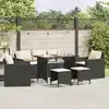 Image de vidaXL Salon de jardin 6 pcs avec coussins noir résine tressée