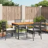 Image de vidaXL Ensemble à manger de jardin coussins 5pcs Noir Résine tressée