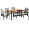 Image de vidaXL Ensemble à Manger de Jardin avec Coussins 7pcs, Table et Chaise de Terrasse, Meubles de Patio, Mobilier d'Extérieur, Noir Résine Tressée