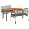 Image de vidaXL Ensemble à Manger de Jardin avec Coussins 3 pcs, Table et Chaise de Terrasse, Meubles de Patio, Mobilier d'Extérieur, Gris Résine Tressée