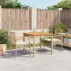 Image de vidaXL Ensemble à manger de jardin et coussins 3 pcs Beige poly rotin