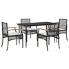 Image de vidaXL Mobilier de jardin avec coussins - 5 pièces - Mobilier de jardin en polyrotin - Noir