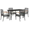 Image de vidaXL Ensemble à Manger de Jardin avec Coussins 5pcs, Table et Chaise de Terrasse, Meubles de Patio, Mobilier d'Extérieur, Noir Résine Tressée