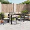 Image de vidaXL Ensemble à manger de jardin coussins 5pcs Noir Résine tressée