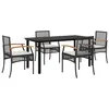 Image de vidaXL Ensemble à Manger de Jardin avec Coussins 5pcs, Table et Chaise de Terrasse, Meubles de Patio, Mobilier d'Extérieur, Noir Résine Tressée