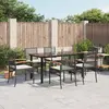 Image de vidaXL Ensemble à manger de jardin coussins 7pcs Noir Résine tressée
