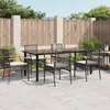 Image de vidaXL Ensemble à manger de jardin coussins 7pcs Noir Résine tressée