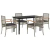 Image de vidaXL Ensemble à Manger de Jardin avec Coussins 5 pcs, Table et Chaise de Terrasse, Meubles de Patio, Mobilier d'Extérieur, Gris Résine Tressée