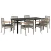 Image de vidaXL Ensemble à Manger de Jardin avec Coussins 7 pcs, Table et Chaise de Terrasse, Meubles de Patio, Mobilier d'Extérieur, Gris Résine Tressée