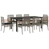 Image de vidaXL Ensemble à Manger de Jardin avec Coussins 9 pcs, Table et Chaise de Terrasse, Meubles de Patio, Mobilier d'Extérieur, Gris Résine Tressée