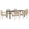 Image de vidaXL Ensemble à Manger de Jardin avec Coussins 7 pcs, Table et Chaise de Terrasse, Meubles de Patio, Mobilier d'Extérieur, Beige Résine Tressée
