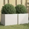 Image de vidaXL Jardinières 2 pcs blanc 32x30x29 cm acier