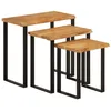 Image de vidaXL Tables Gigognes 3 pcs avec Bord Vivant, Bout de Canapé avec Pied, Table d'Appoint, Meuble de Salon Salle de Séjour, Bois Massif d'Acacia