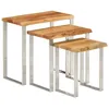 Image de vidaXL Tables Gigognes 3 pcs avec Bord Vivant, Bout de Canapé avec Pied, Table d'Appoint, Meuble de Salon Salle de Séjour, Bois Massif d'Acacia