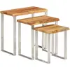 Image de vidaXL Tables gigognes 3 pcs avec bord vivant bois massif d'acacia