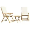 Image de Generico Wenjingqi-3208931 Ensemble bistrot pliable en bambou 3 pièces avec coussins Blanc crème