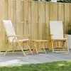 Image de vidaXL Ensemble de bistro pliante 3 pcs et coussins blanc crème bambou