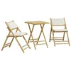 Image de vidaXL Ensemble de Bistro Pliante 3 pcs et Coussins Blanc crème Bambou, Ensemble de Bistro de Jardin, Ensemble de Balcon, Ensemble de Meubles d'extérieur