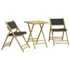 Image de vidaXL Ensemble de Bistro Pliante 3 pcs et Coussins Gris foncé Bambou, Ensemble de Bistro de Jardin, Ensemble de Balcon, Ensemble de Meubles d'extérieur