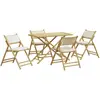 Image de vidaXL Ensemble de bistro pliante 5 pcs et coussins blanc crème bambou