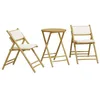 Image de vidaXL Ensemble de Bistro Pliante 3 pcs et Coussins Blanc crème Bambou, Ensemble de Bistro de Jardin, Ensemble de Balcon, Ensemble de Meubles d'extérieur