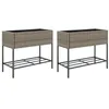Image de vidaXL Jardinières avec étagère 2 pcs Gris 90x40x75 cm résine tressée, jardinière d'extérieur, bac à Fleurs, bac à tomates, jardinière de terrasse