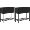 Image de vidaXL Jardinières avec étagère 2 pcs Noir 70x28x70 cm résine tressée, jardinière d'extérieur, bac à Fleurs, bac à tomates, jardinière de terrasse