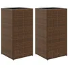 Image de vidaXL Jardinières 2 pcs Marron 40x40x80 cm résine tressée