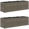 Image de vidaXL Jardinières avec 3 Pots 2 pcs Gris 105x30x32 cm résine tressée