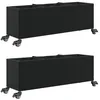 Image de vidaXL Jardinières et roulettes 2 pcs Noir 107x32x38 cm résine tressée