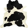 Image de vidaXL Tapis en Peau de Vache Véritable, Tapis de Sol, Décoration de Salon Salle de Séjour Chambre à Coucher Intérieur, Noir et Blanc 180x220 cm